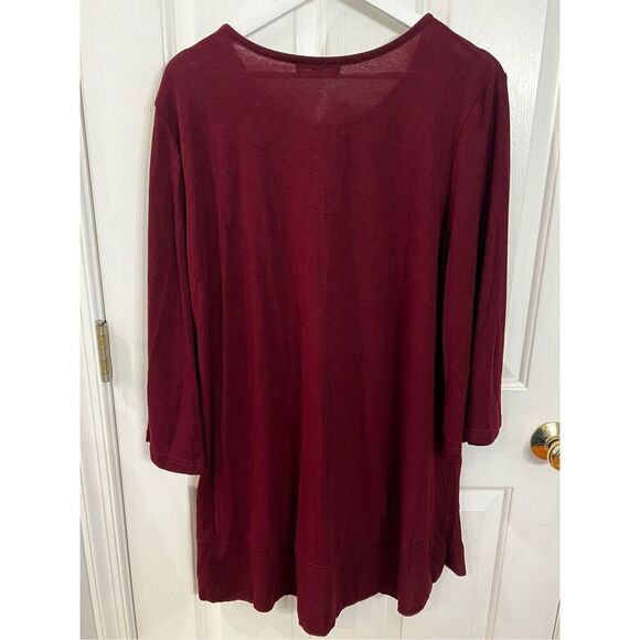 Suzanne Betro Burgundy Tiered Hem Tunic Top sz 2X NWT - Picture 7 of 8